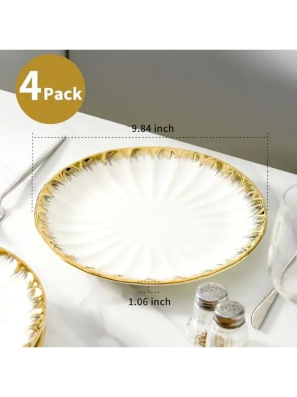 Elegant Ceramic Dinner Plates Set of 4 - 10